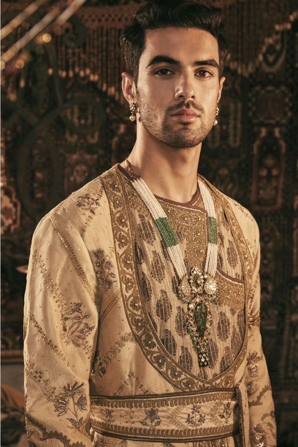 Pale Gold Silk Choga Set