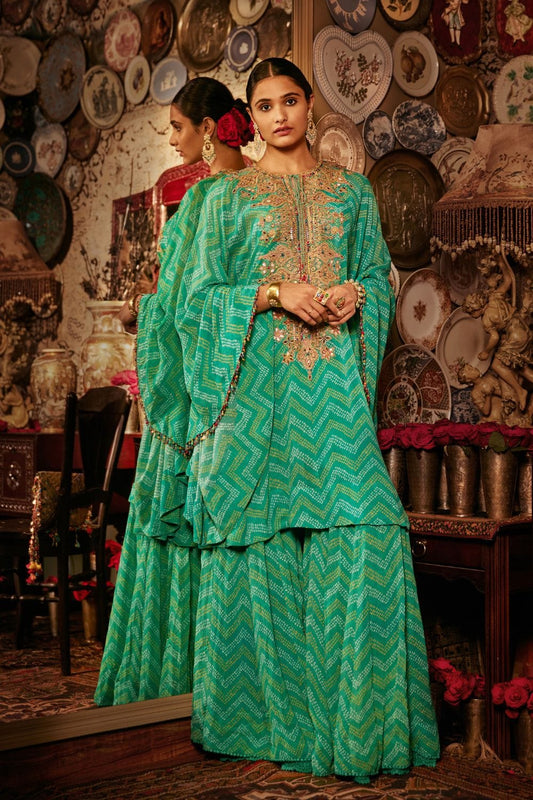 Turquoise green kaftan set
