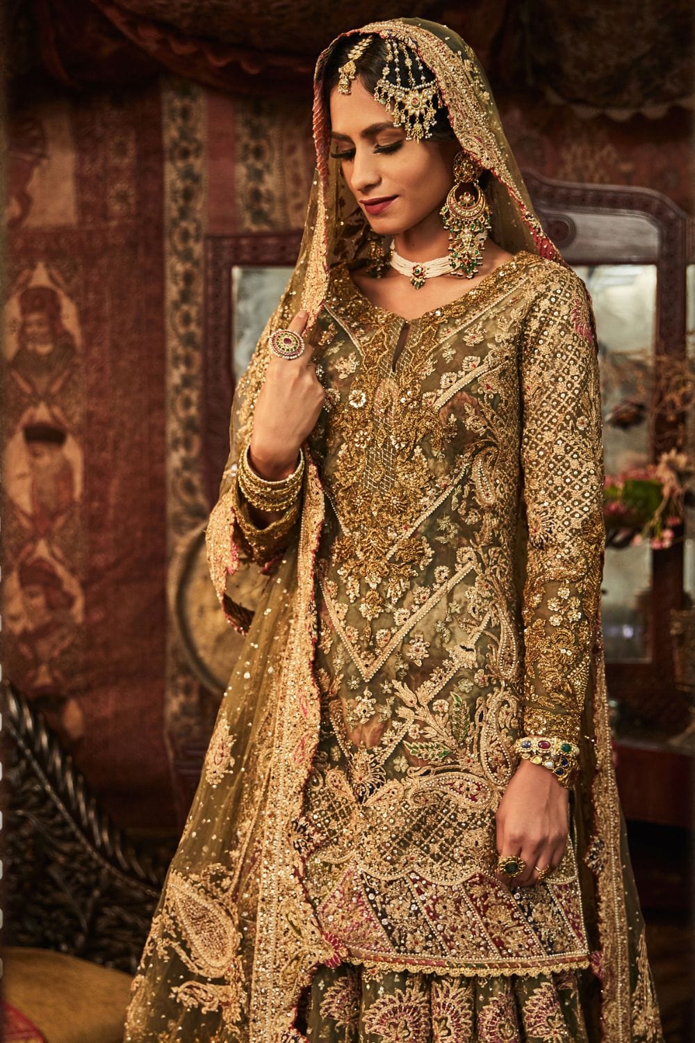 Forest green Sharara Set