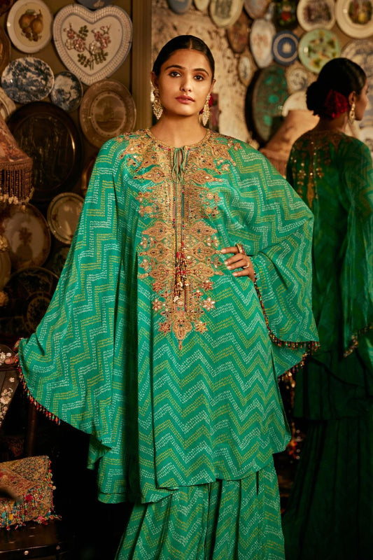 Turquoise green kaftan set