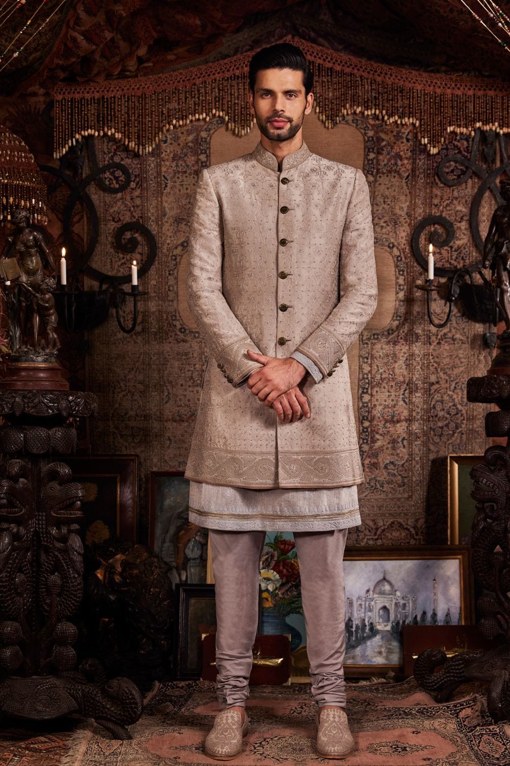 Pale Grey Sherwani