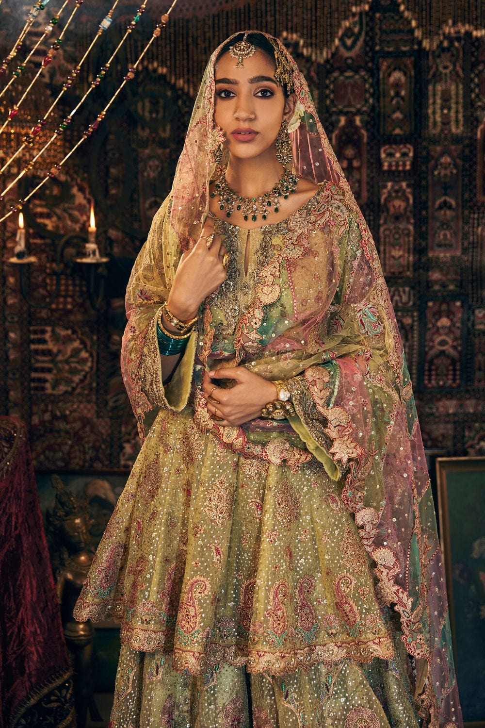 Chartreuse green Sharara Set