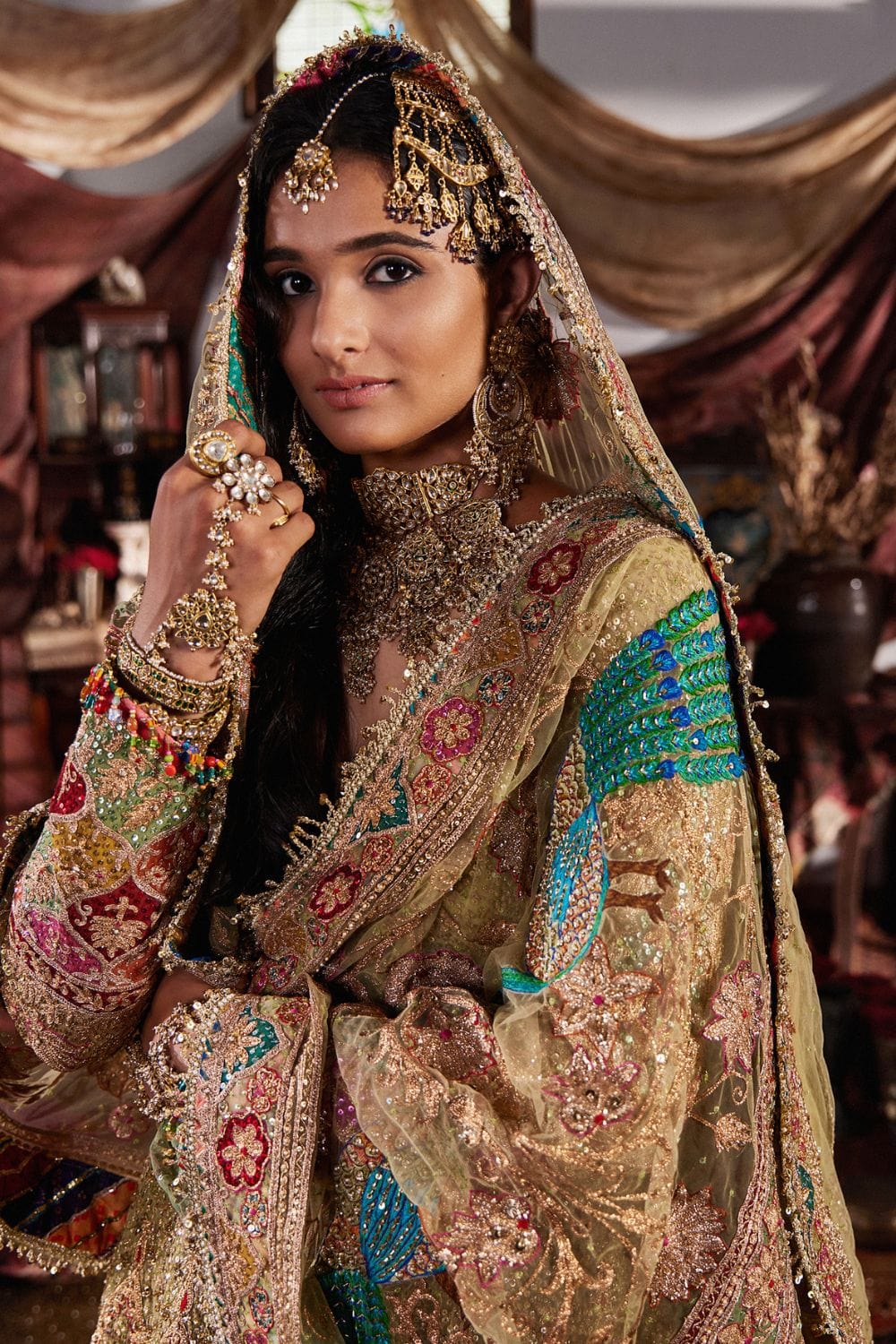 Chartreuse green Sharara set