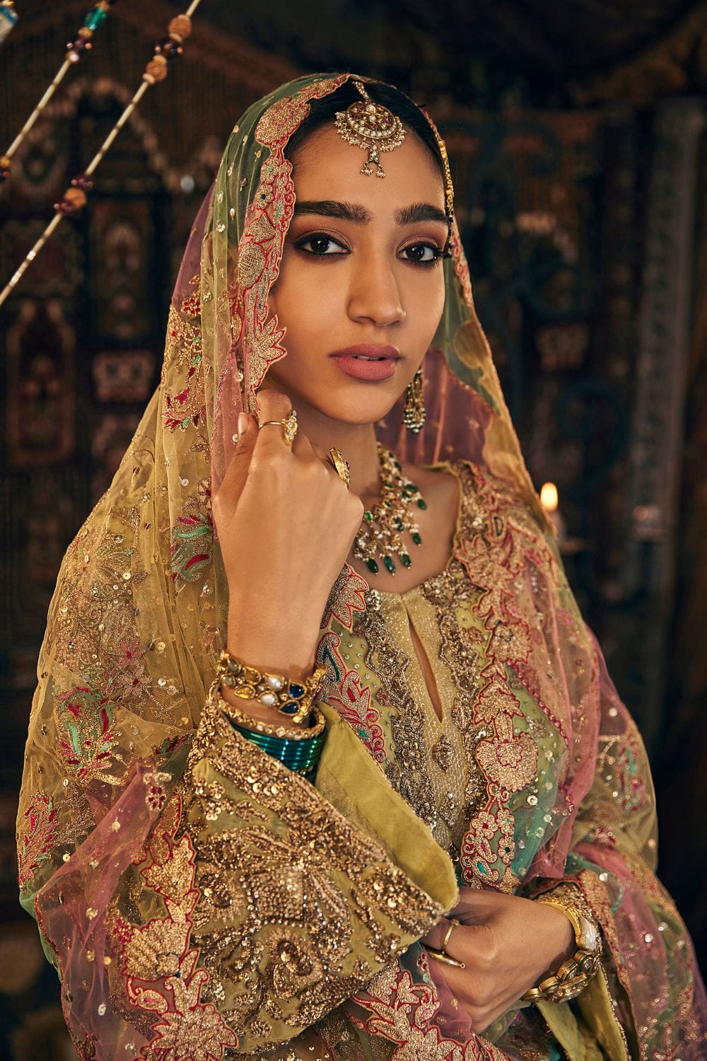 Chartreuse green Sharara Set