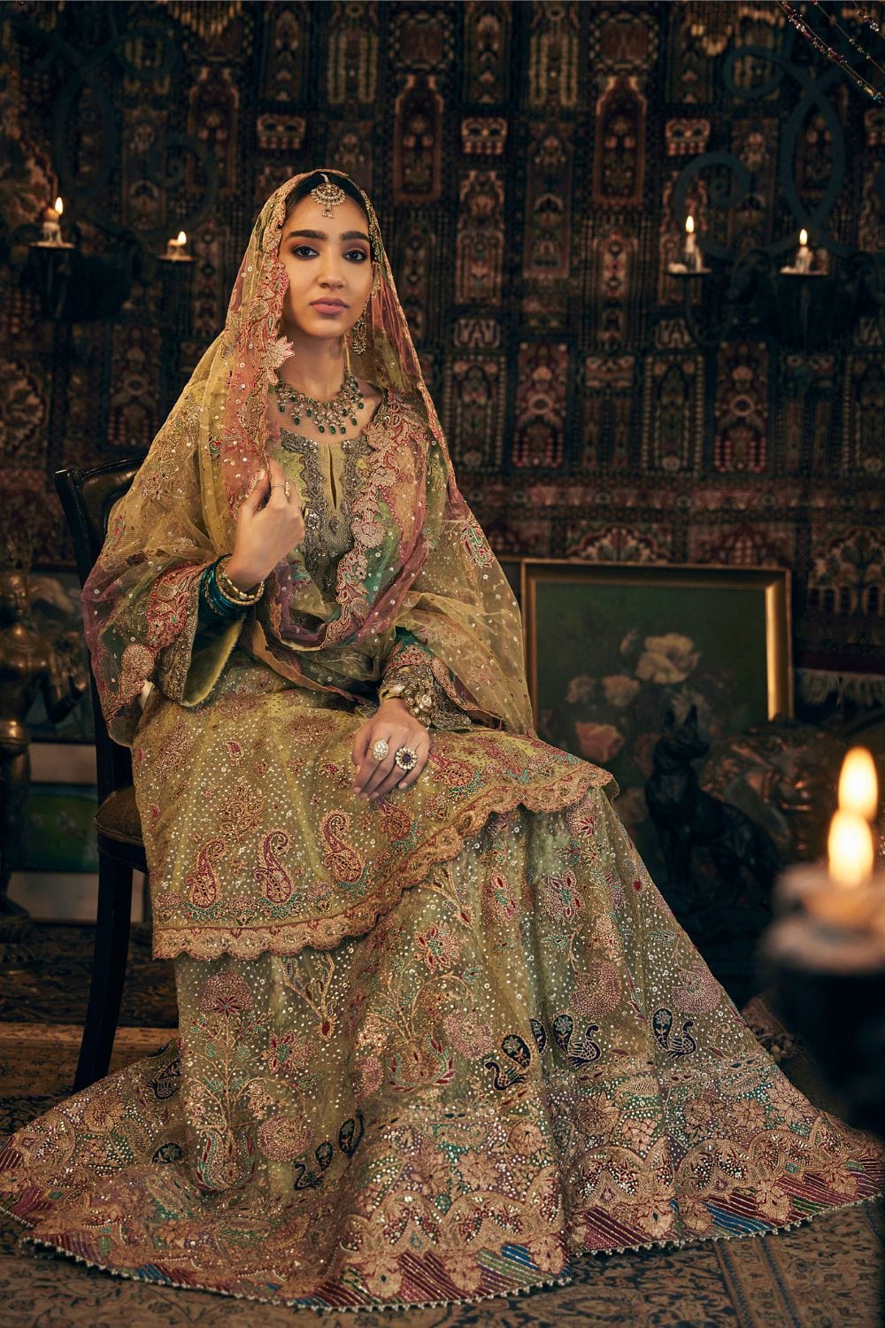 Chartreuse green Sharara Set