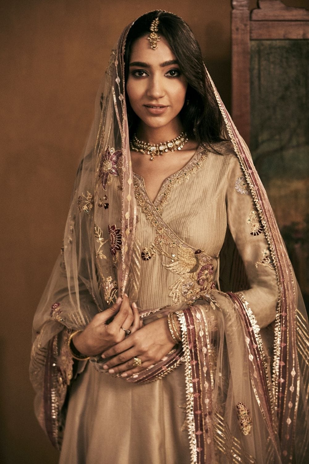 Beige Kalidar Sharara Set