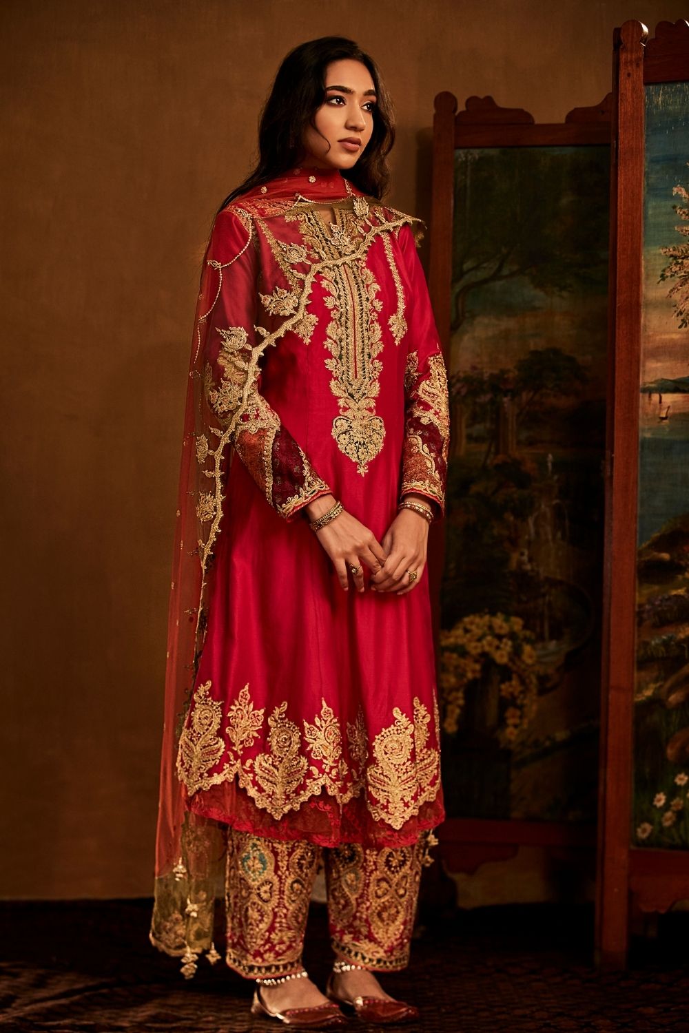 Red kalidar Salwar Set