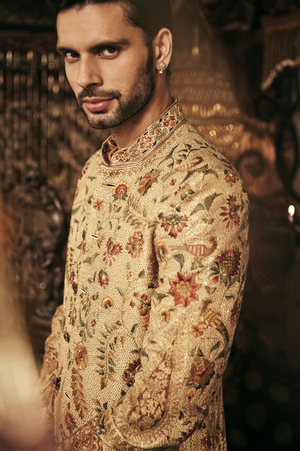 Cream-Gold Sherwani