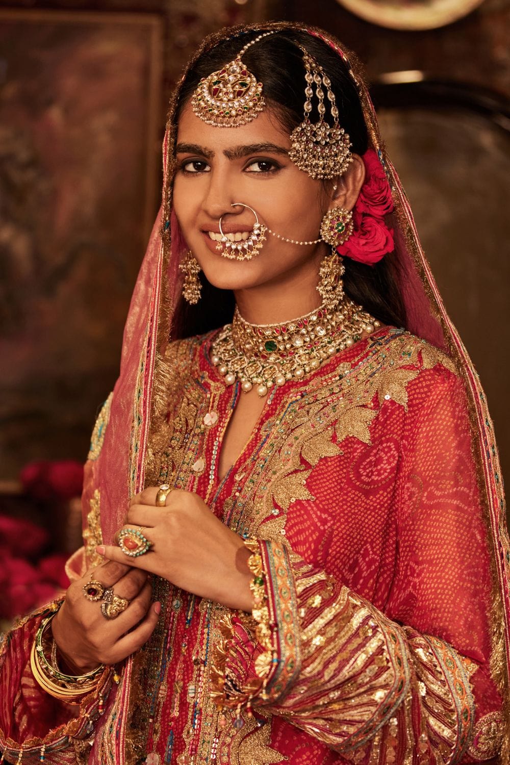 Red sharara set