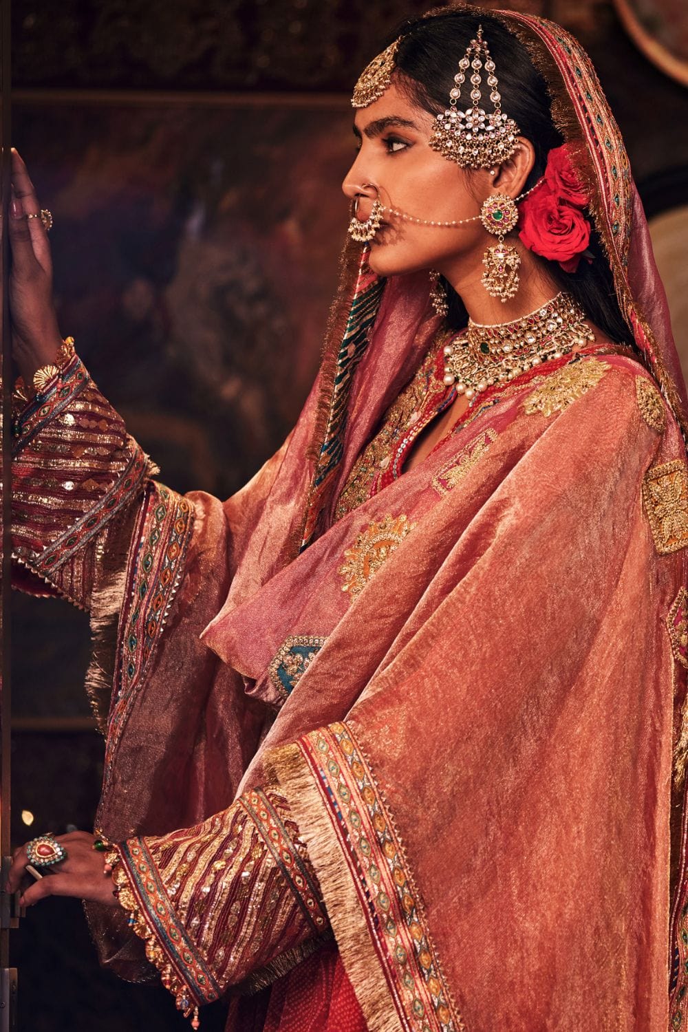 Red sharara set