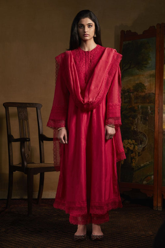 Poppy Red Kurta and pants Set