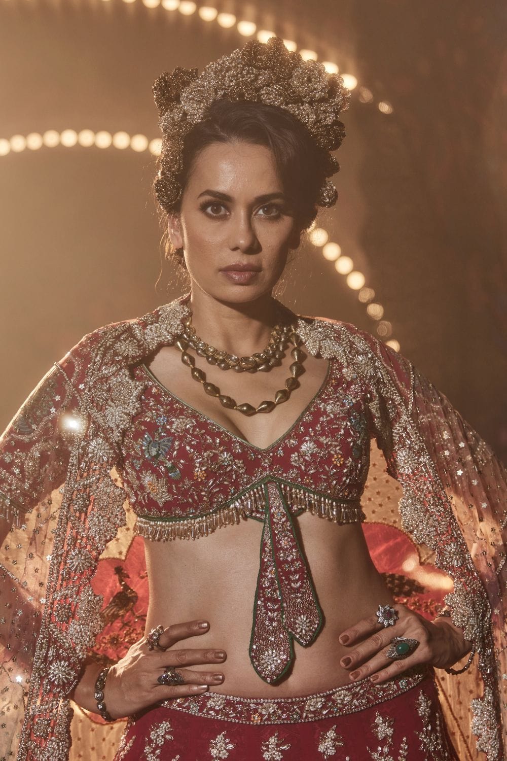 Pomegranate Lehenga with a Melange of Fauna Motifs