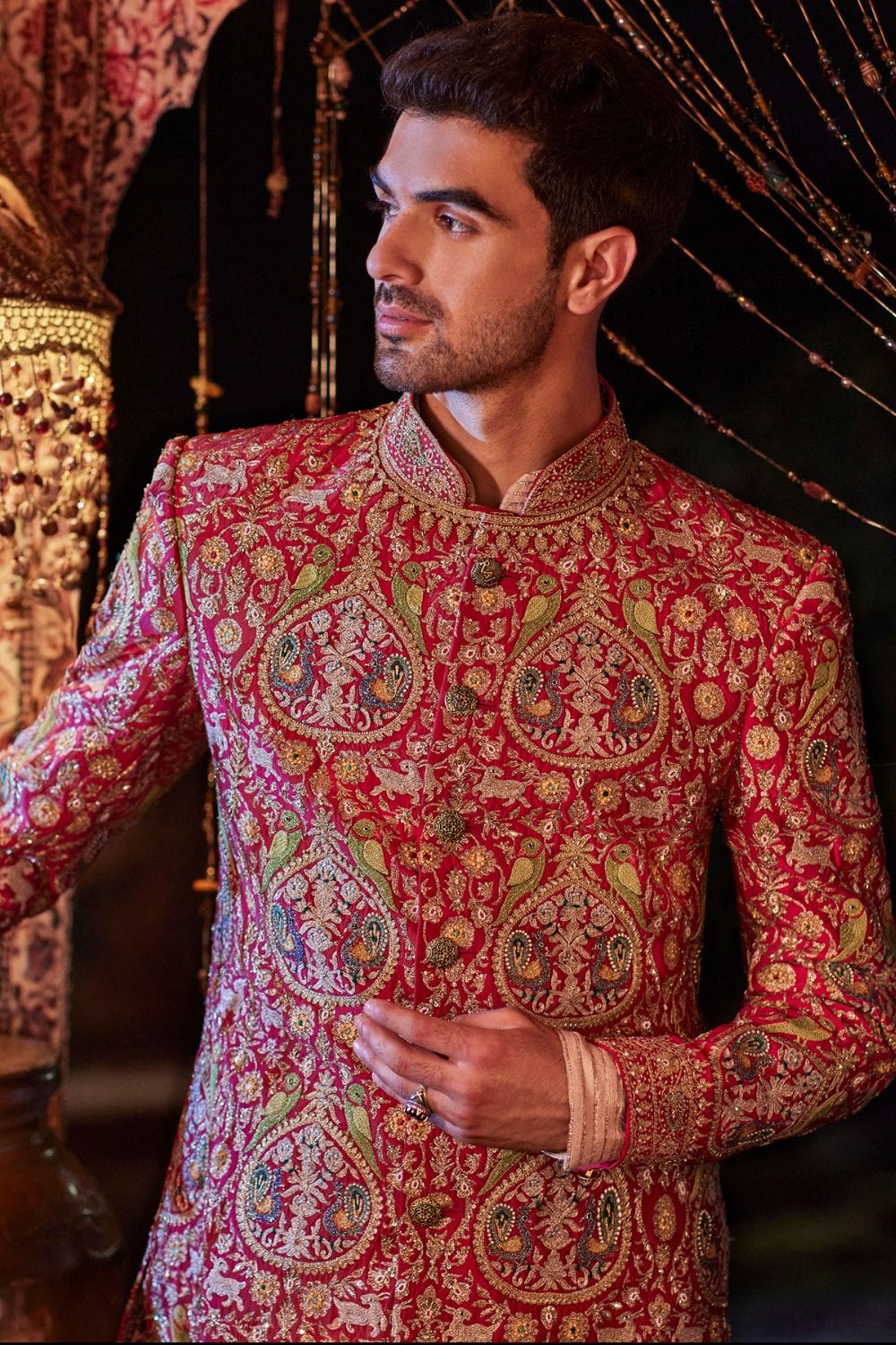 Pomegranate Red Sherwani Set