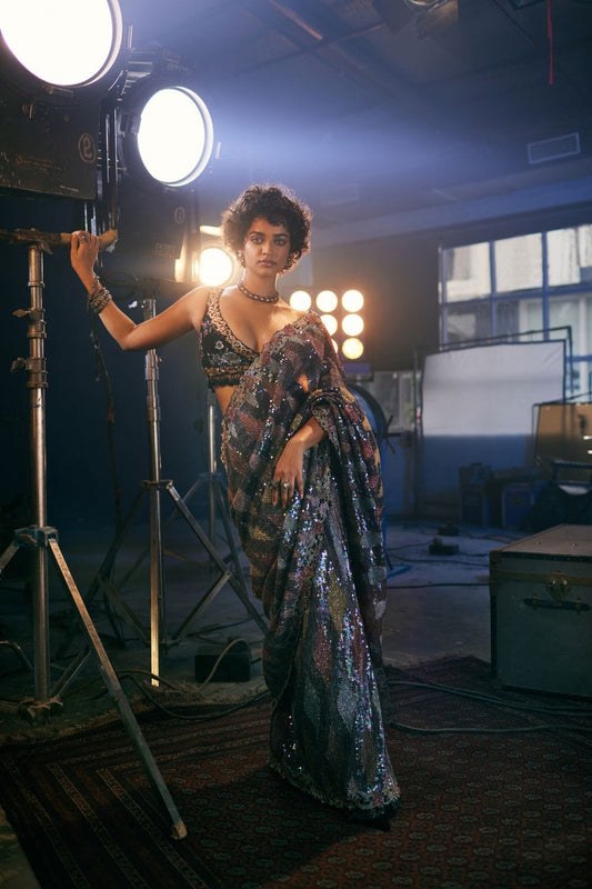 Multi - hued Saree Set