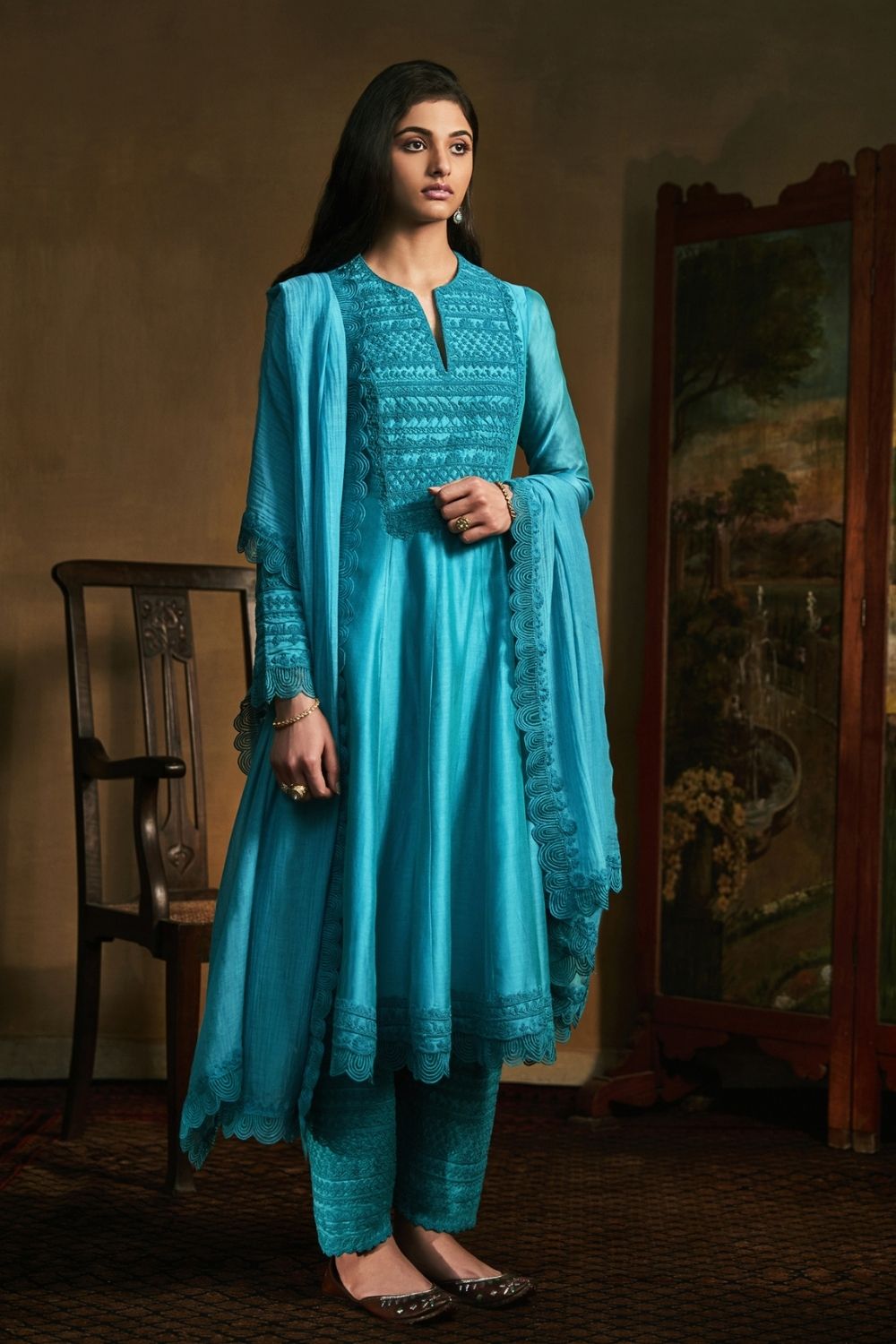 Blue Kalidar Salwar Set