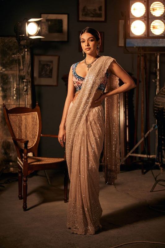 Ashes of rose Saree Set