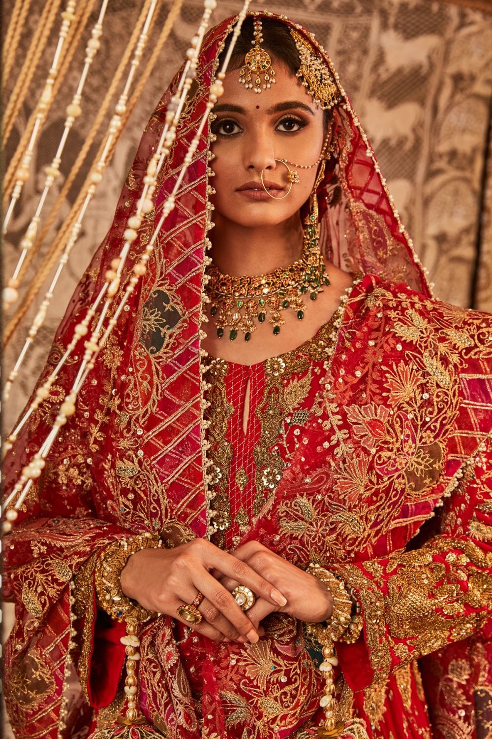 Scarlet red Anarkali Set