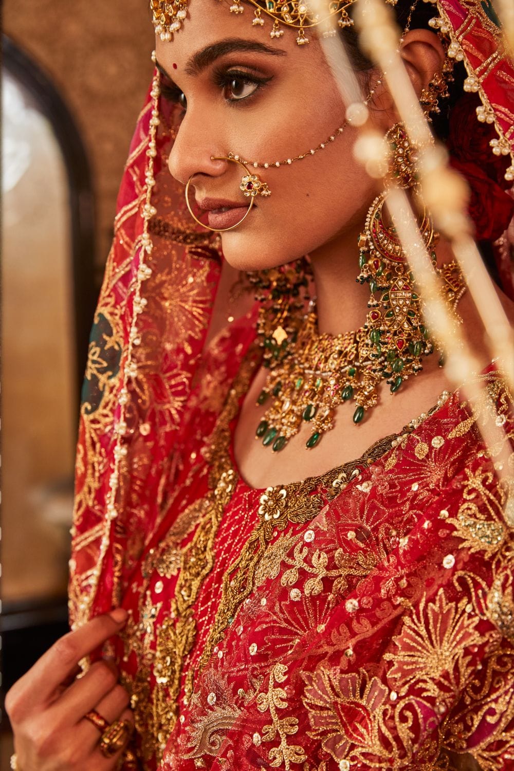 Scarlet red Anarkali Set