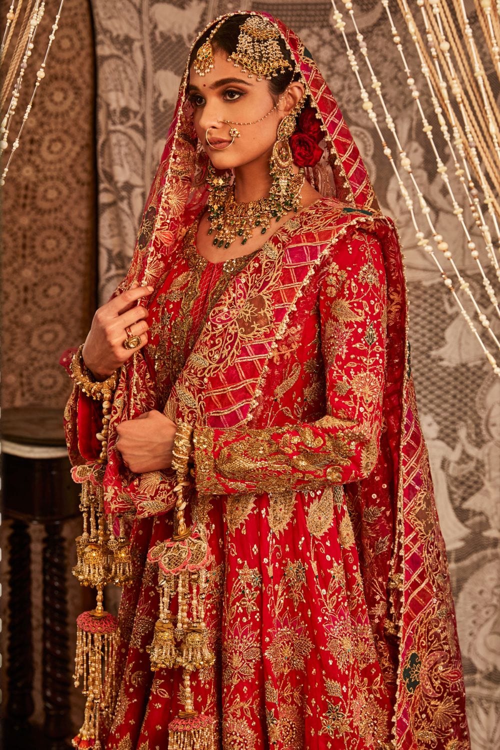 Scarlet red Anarkali Set