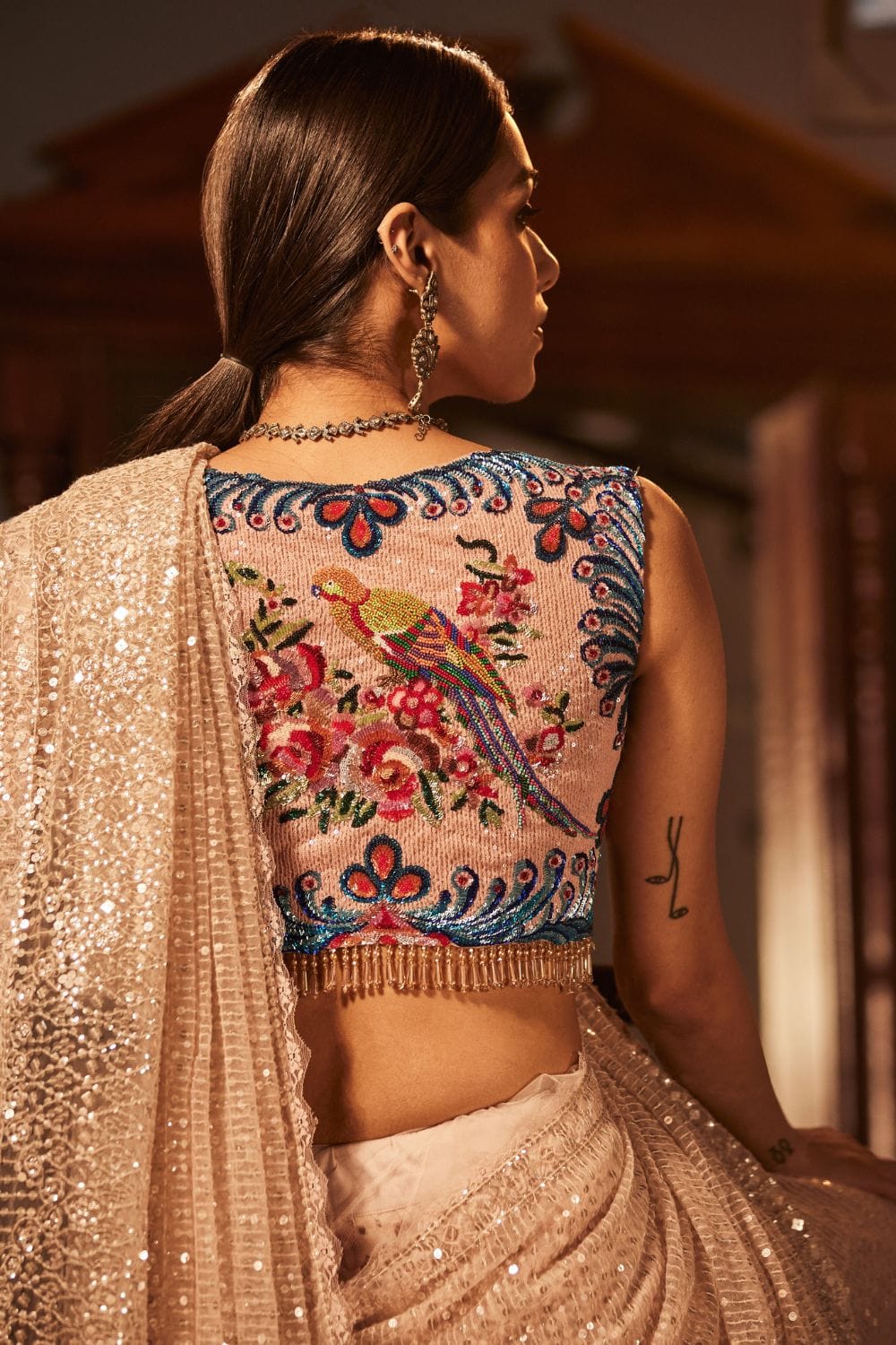 Ashes of rose Saree Set