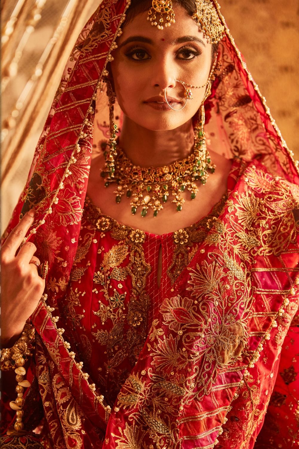Scarlet red Anarkali Set