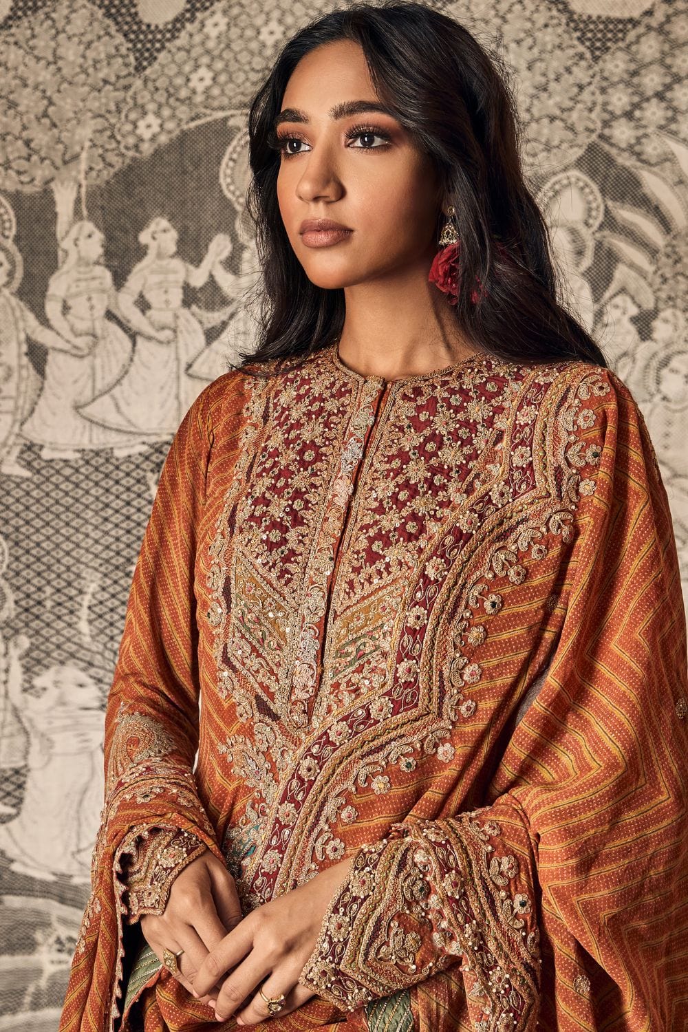 Mustard kalidar sharara set