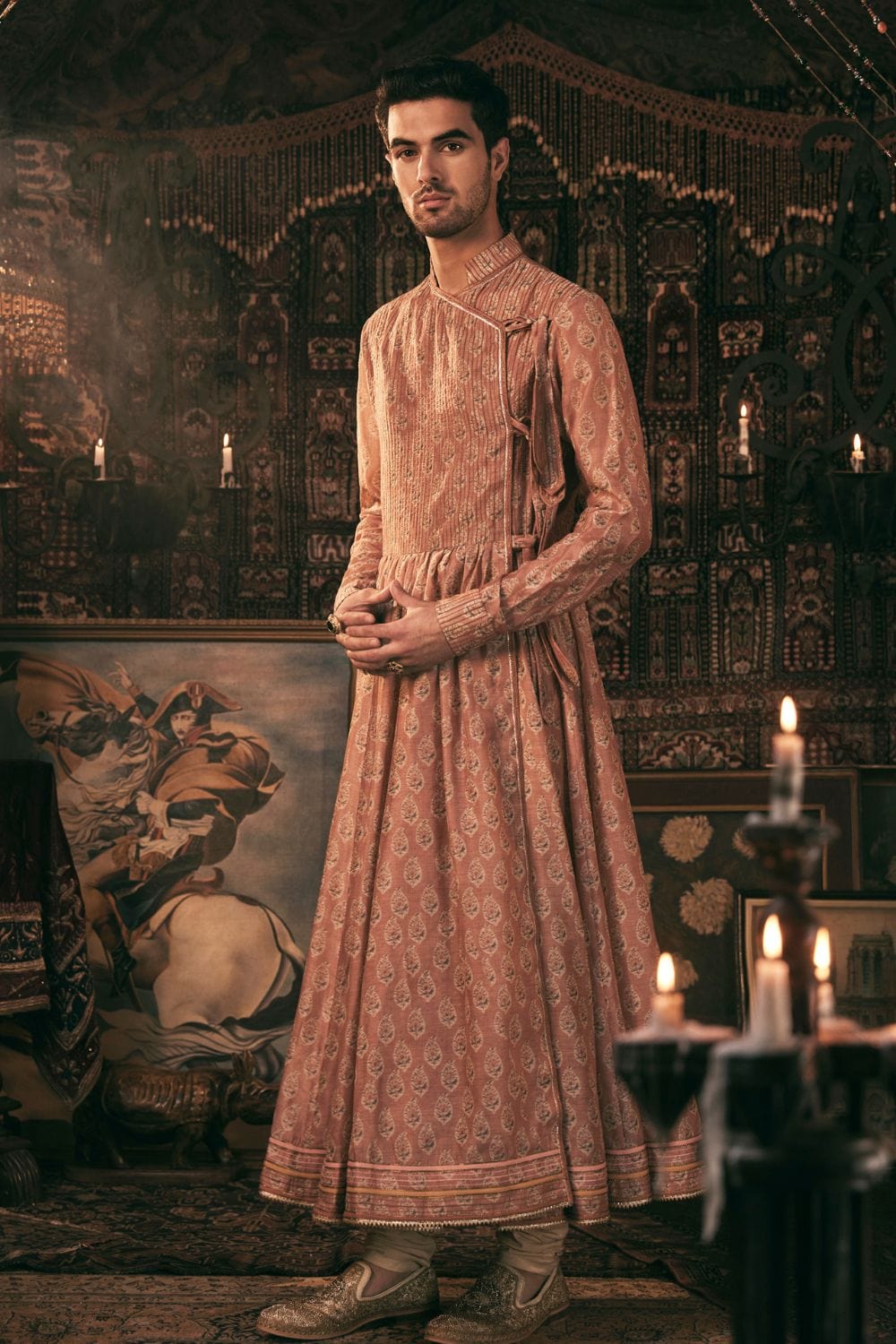 Pale Gold Silk Choga Set