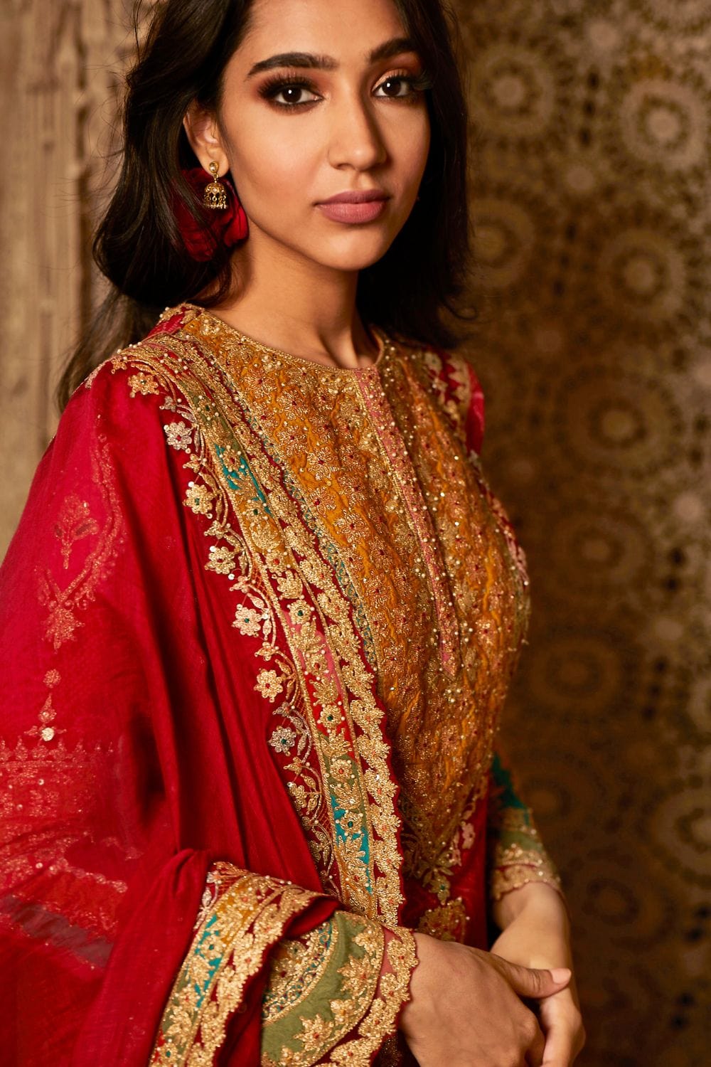 Red kurta sharara set