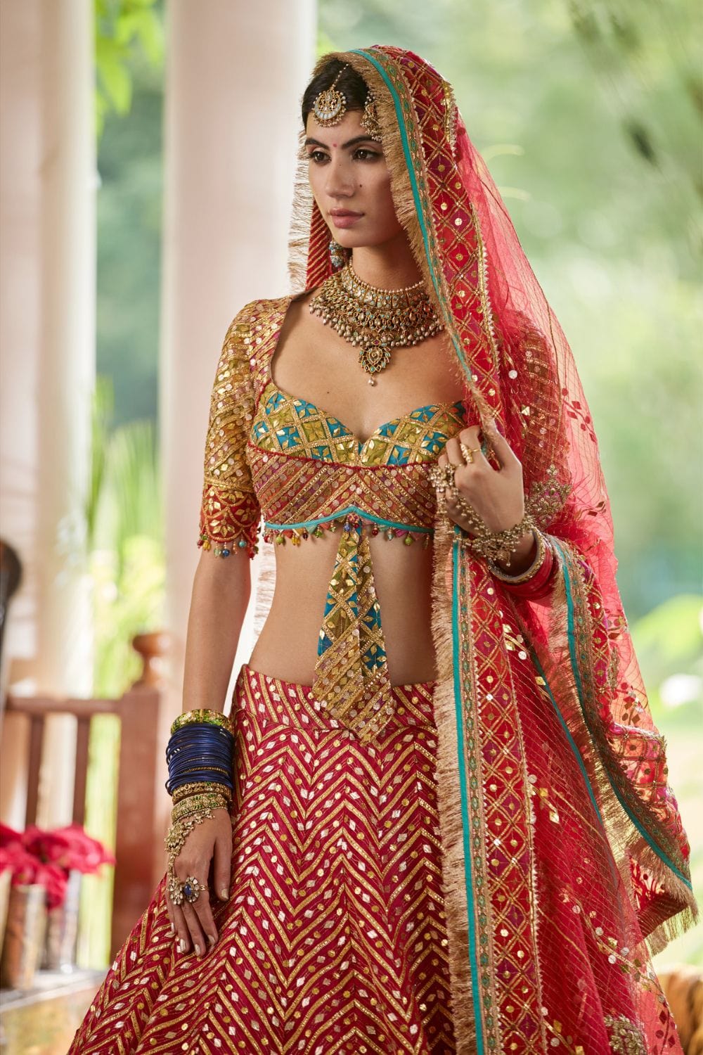 Deep red Lehenga set