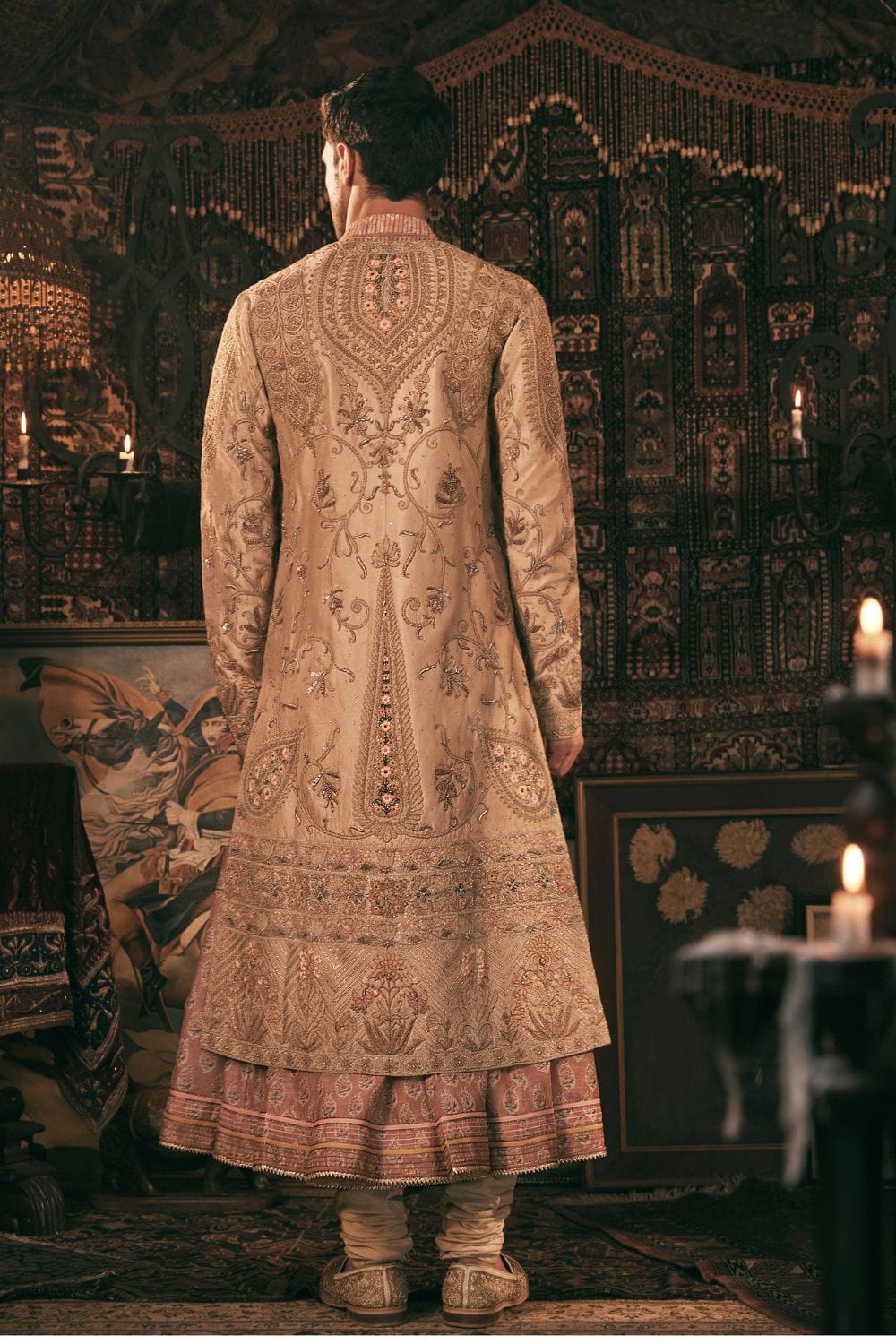 Pale Gold Silk Choga Set