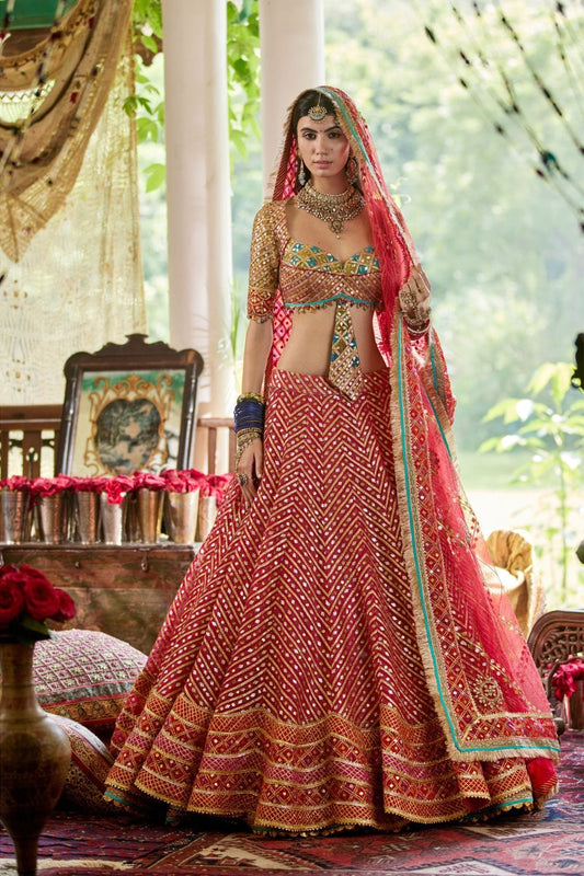 Deep red Lehenga set