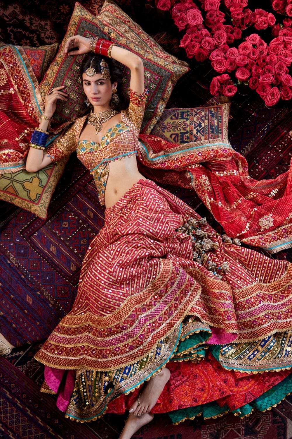 Deep red Lehenga set