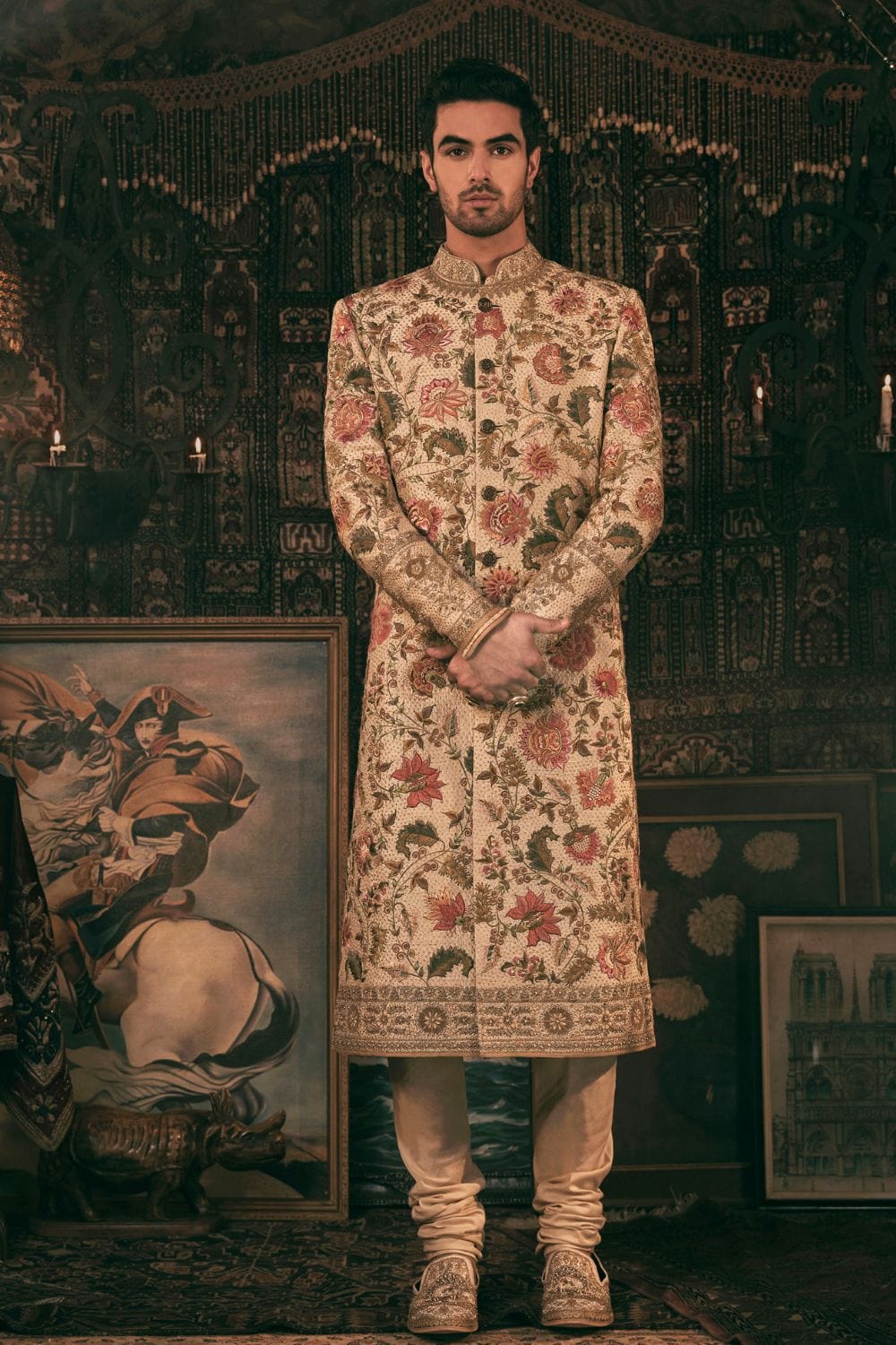 Ivory gold Sherwani Set