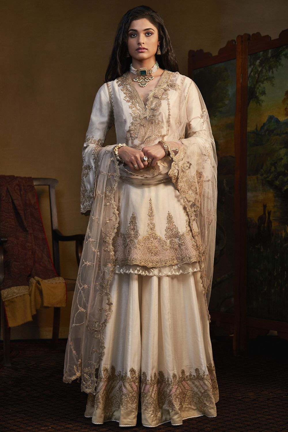 Ivory Kurta and Sharara Set