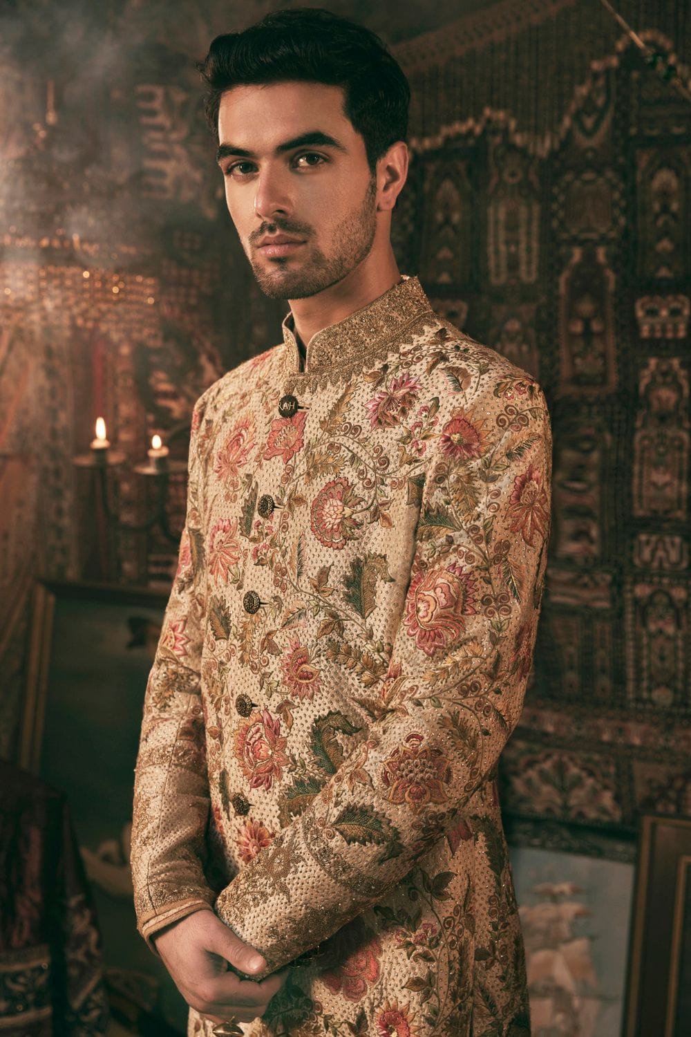 Ivory gold Sherwani Set