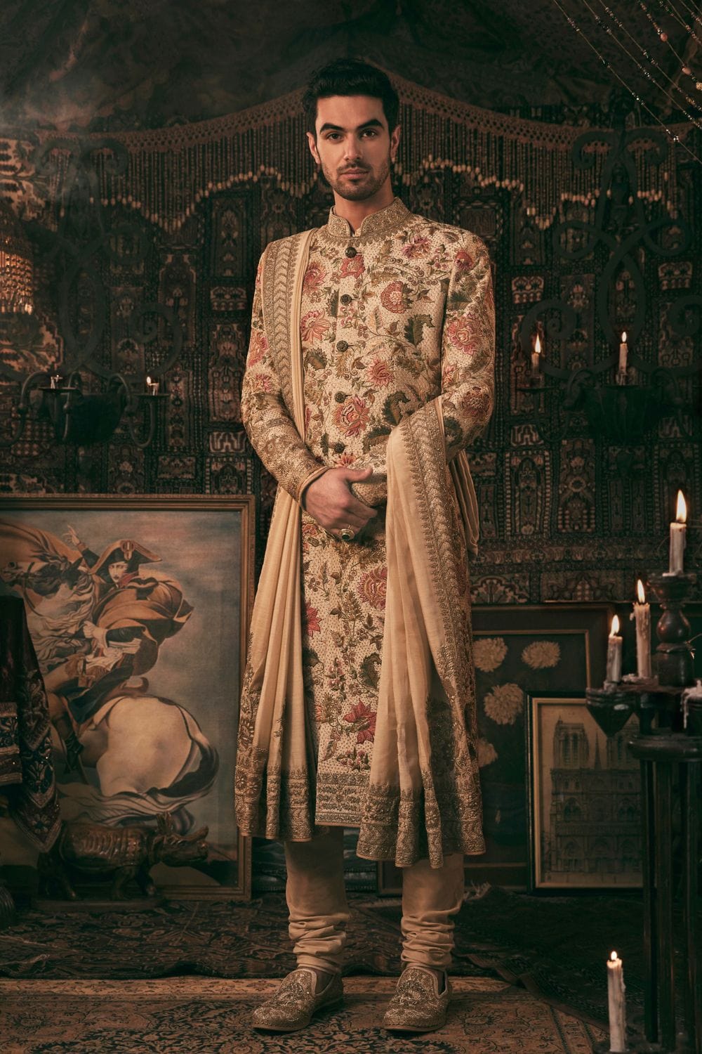 Ivory gold Sherwani Set