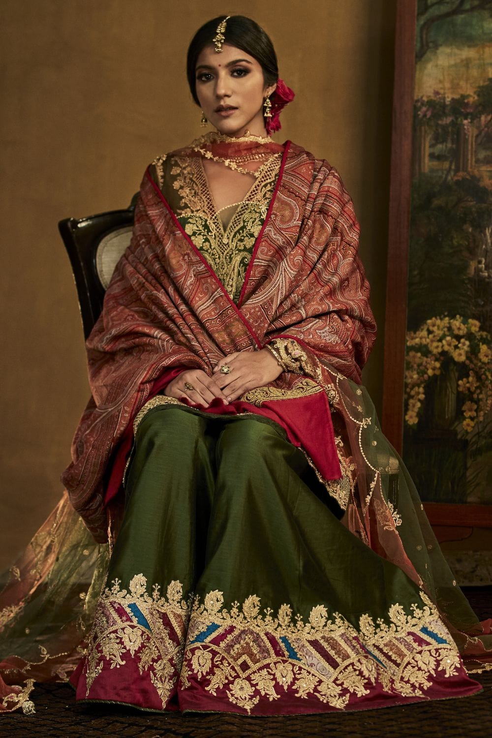 Deep Green Kurta and Sharara Set