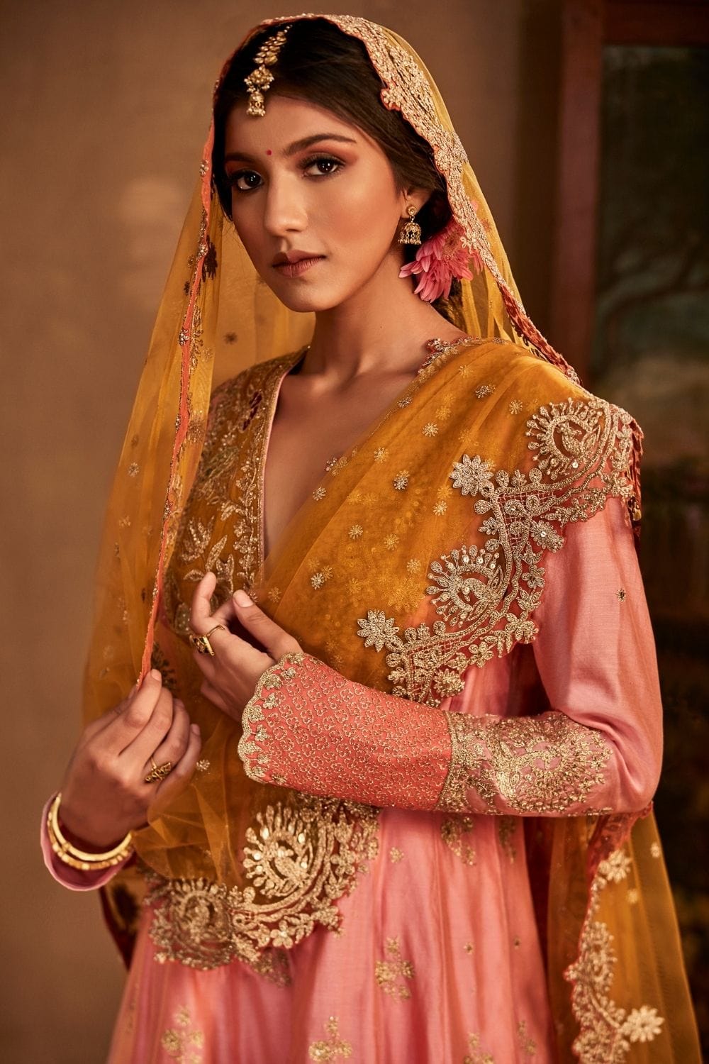 Pink Kalidar and sharara set