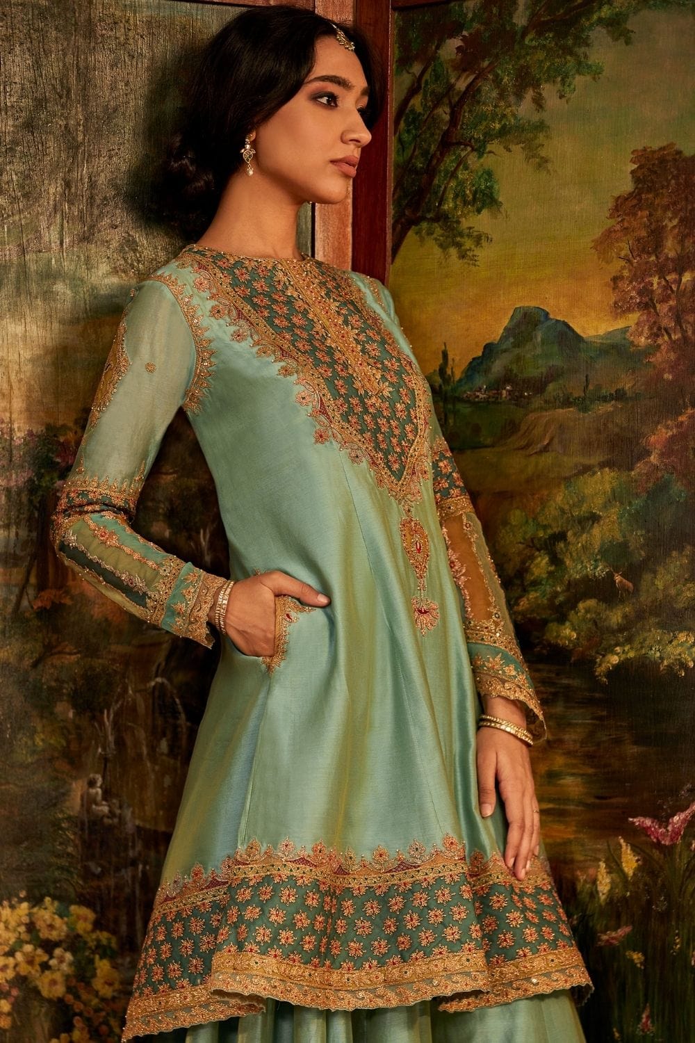 Ice Blue Kalidar and sharara set