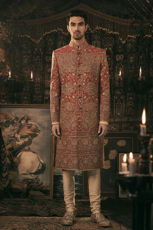 Flame Orange Sherwani set