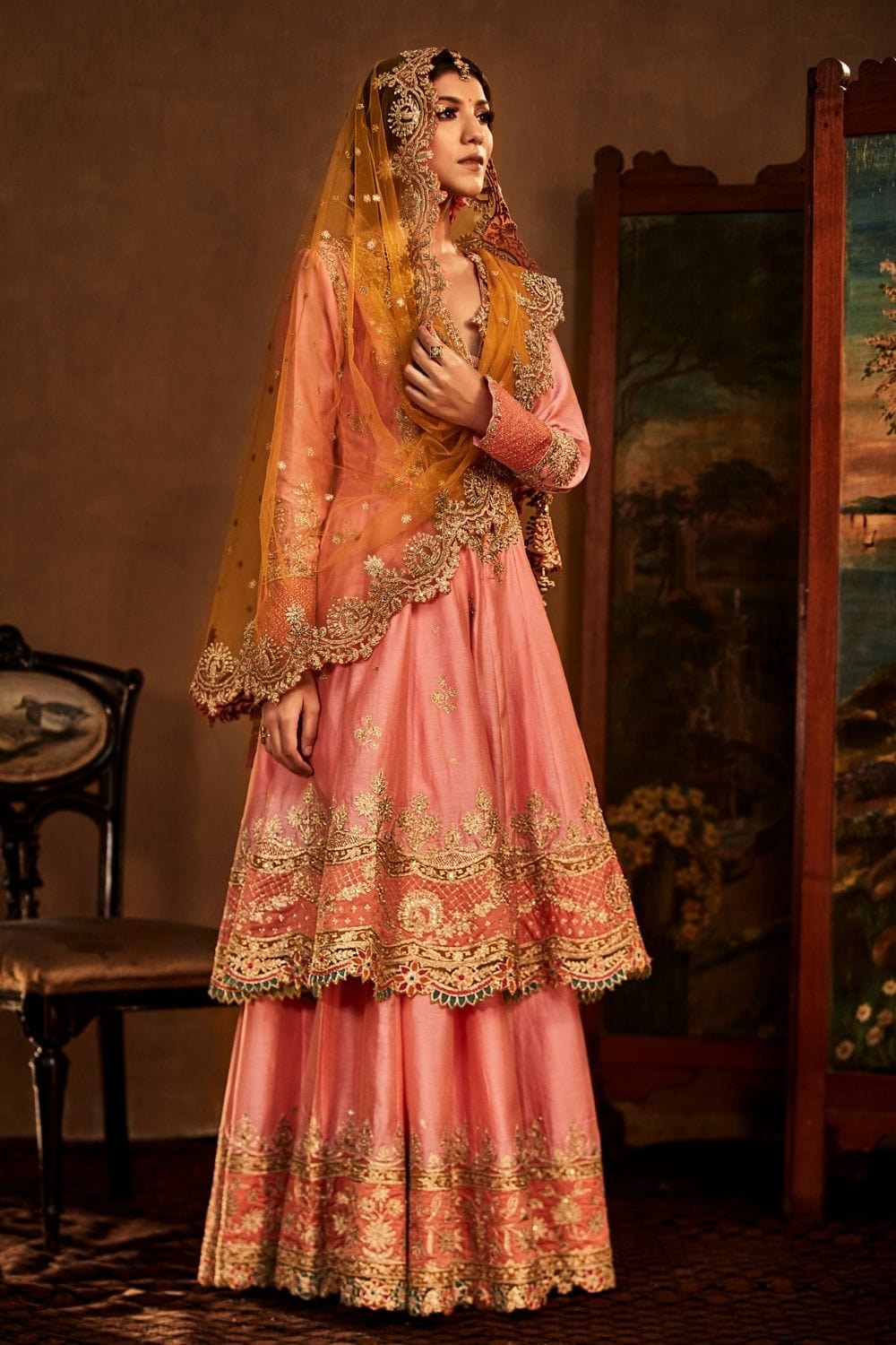 Pink Kalidar and sharara set