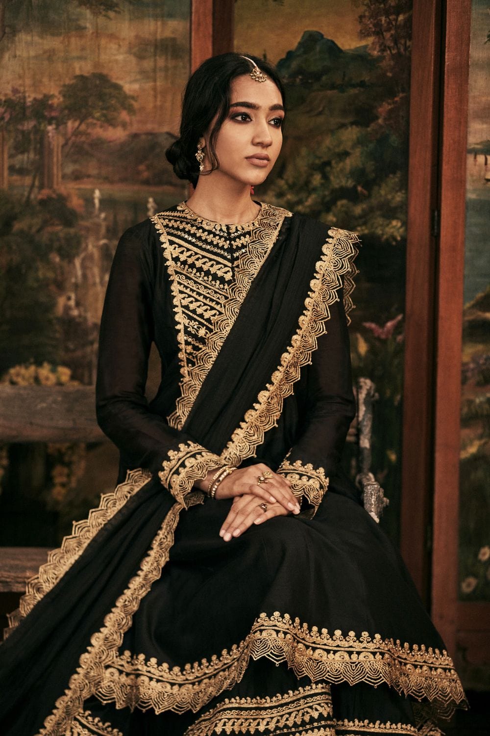 Black Kurta and Sharara Set