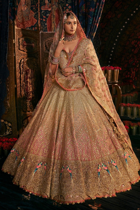 Multi Colour Pheasants and Sacred Geometry Lehenga