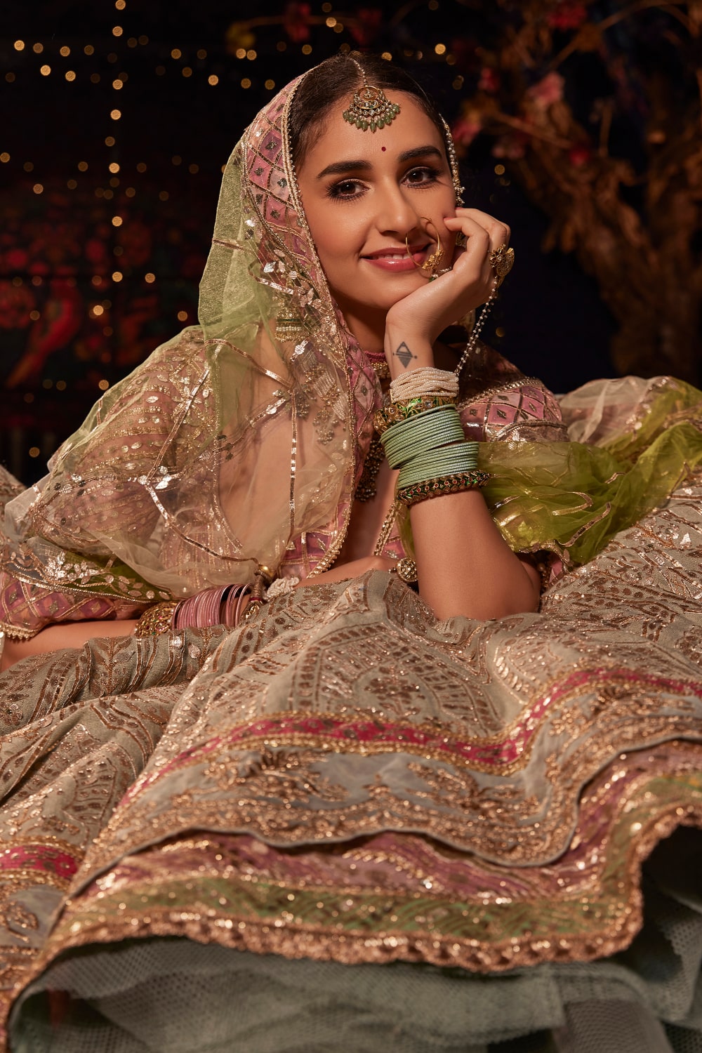 Pale Ice Blue Gota-Patti Lehenga