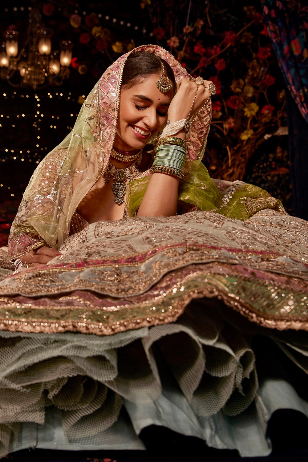 Pale Ice Blue Gota-Patti Lehenga