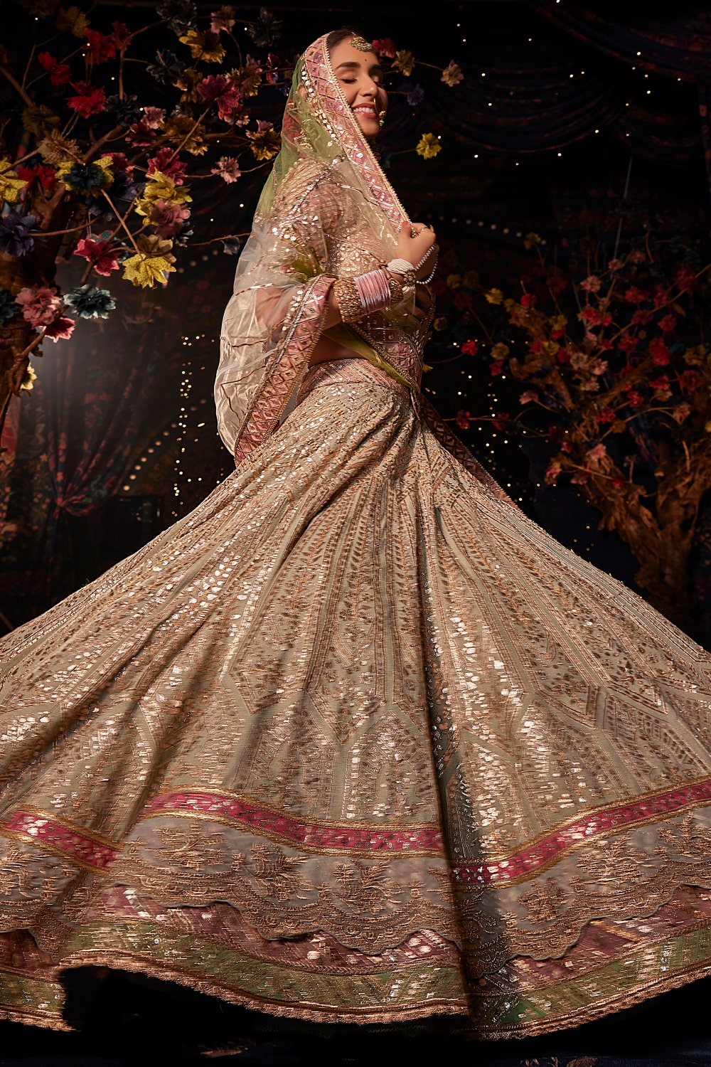 Pale Ice Blue Gota-Patti Lehenga
