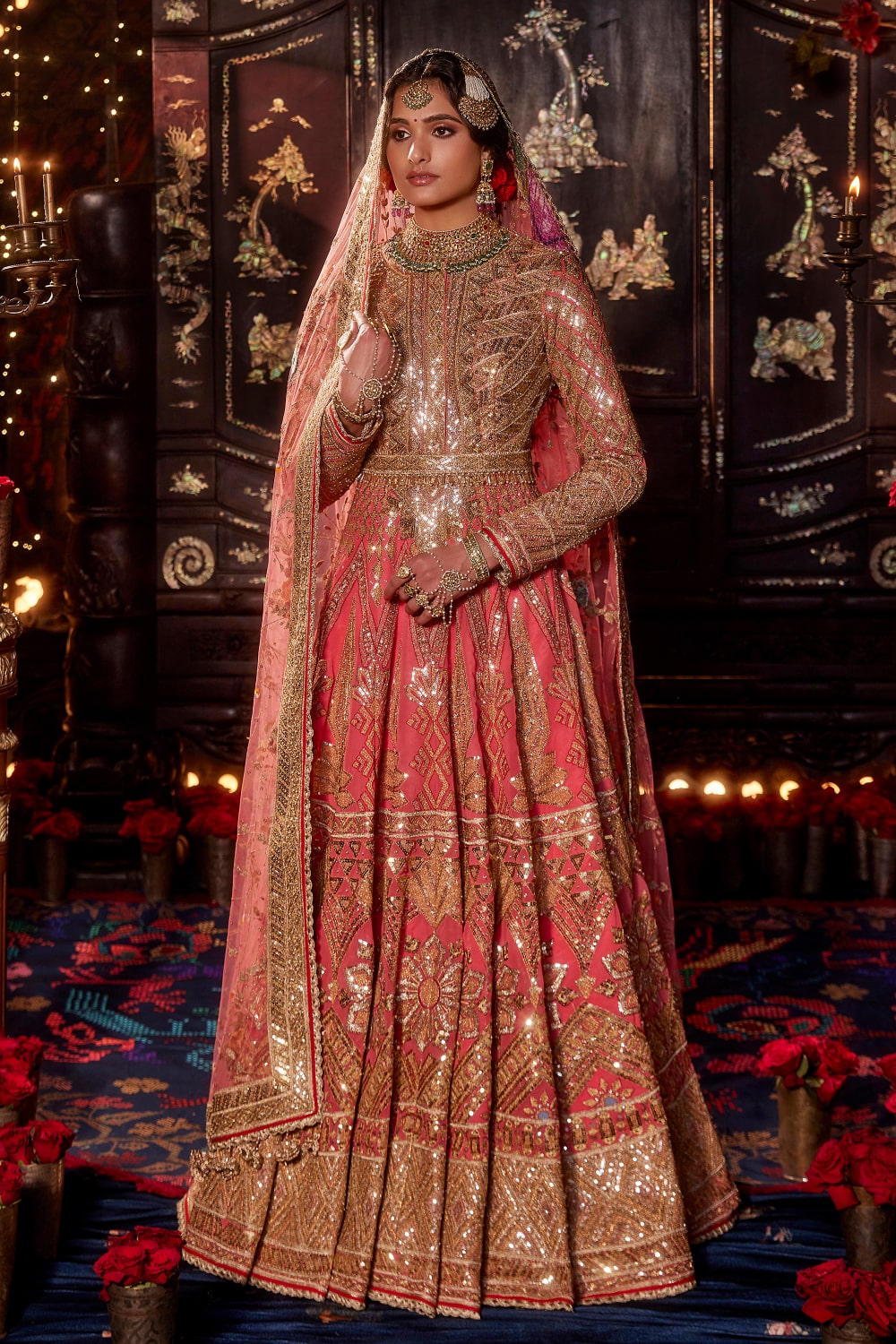 Coral Pink Sequin Kalidar Set
