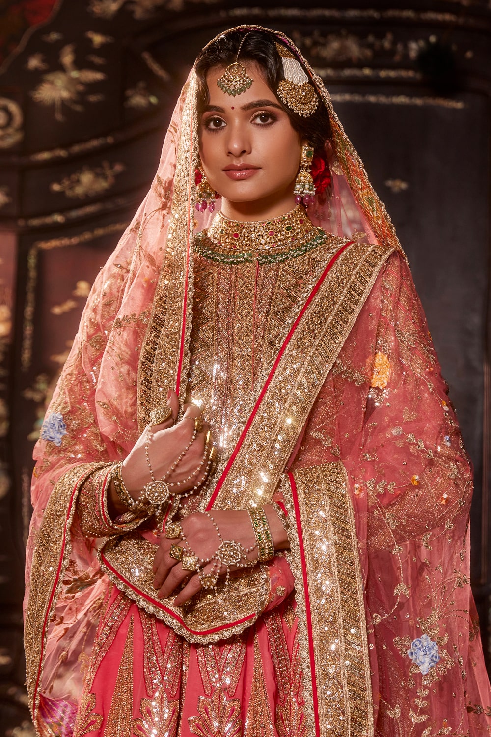 Coral Pink Sequin Kalidar Set