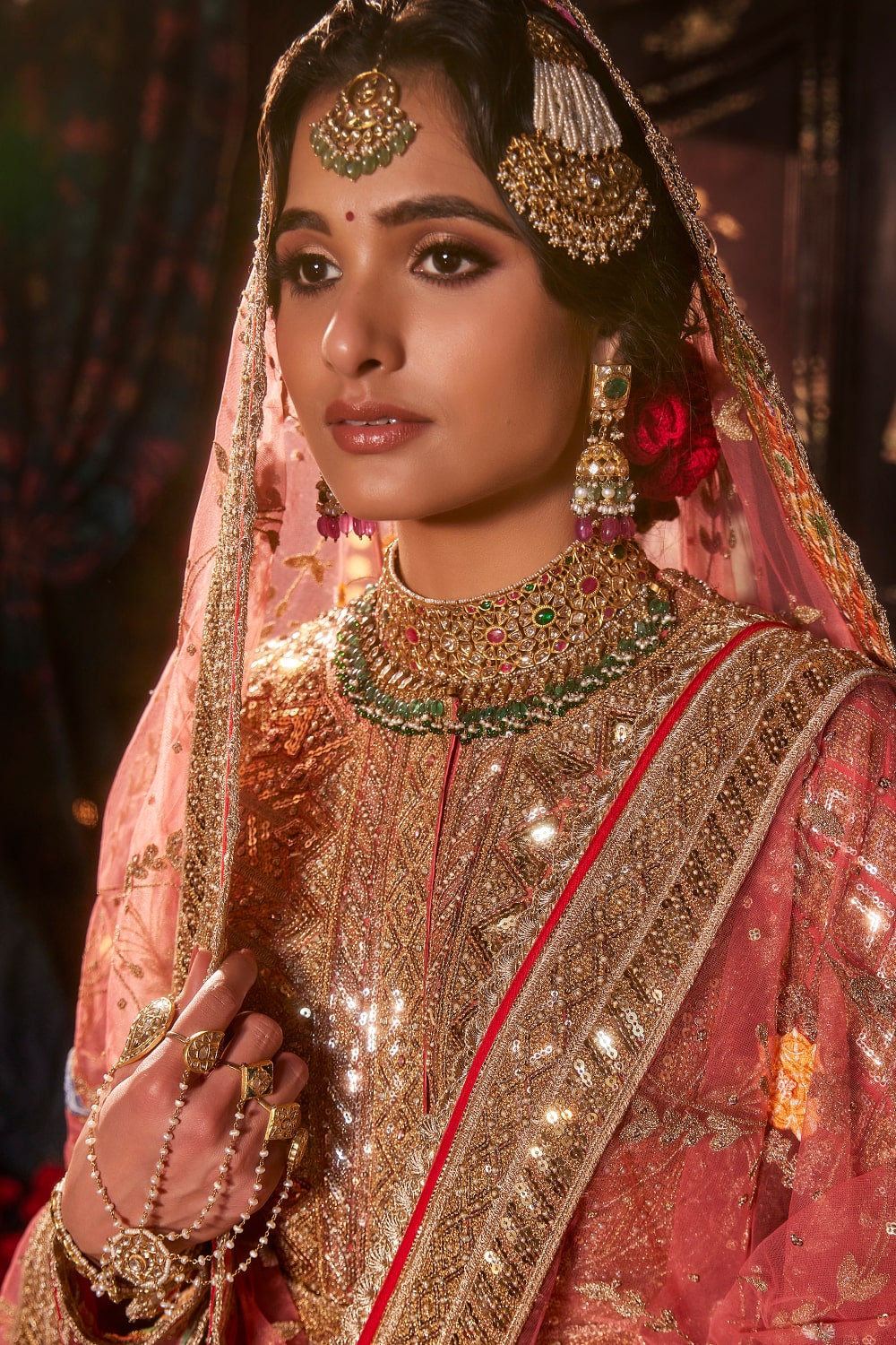 Coral Pink Sequin Kalidar Set