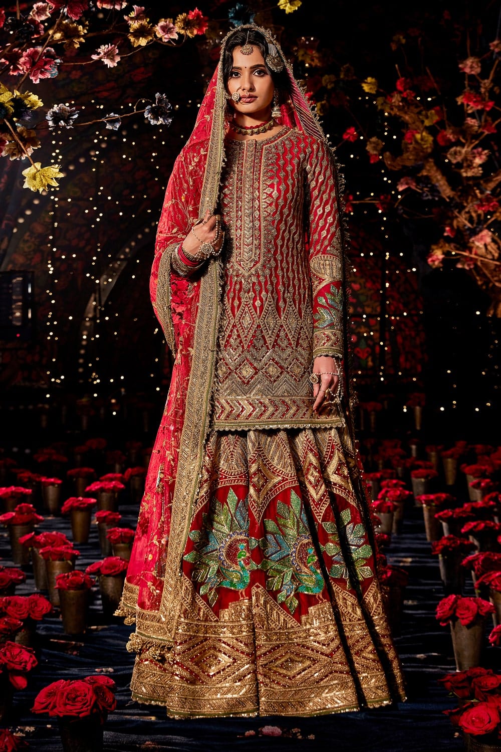 Deep Red Sequin Sharara Set Rimple & Harpreet Deep Red Sequin Sharara Set Rimple & Harpreet